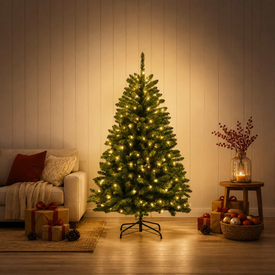 Artificial Hinged Christmas Tree LEDs Warm White PVC