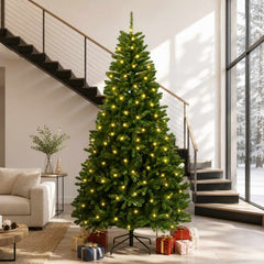 vidaXL Artificial Hinged Christmas Tree 270 cm 600 LEDs Warm White PVC 1