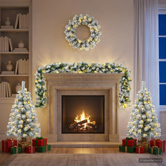 Mini Christmas Tree Set PVC White 90 cm with LEDs