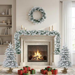 Mini Christmas Tree PVC and PE Green White 90 cm without LED