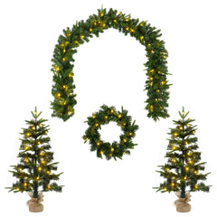 Mini Christmas Tree PVC and PE Green Green 90 cm with LEDs