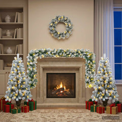Mini Christmas Tree Set PVC White 120 cm with LEDs