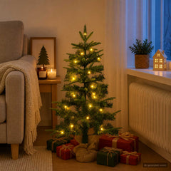 Mini Christmas Tree PVC and PE Green with LEDs