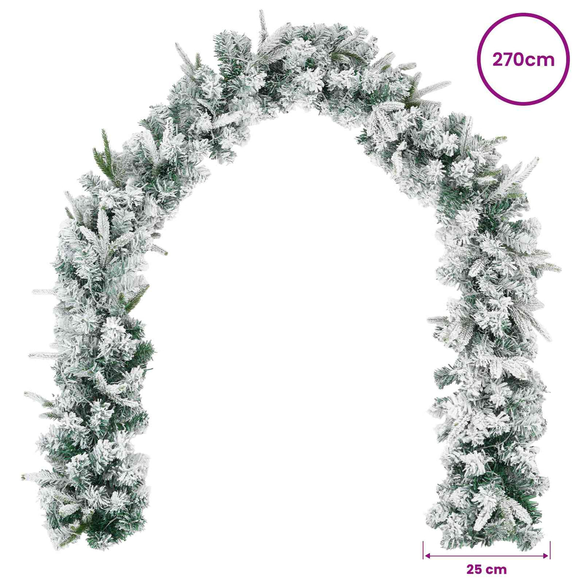 vidaXL Christmas Garland Green and White 270 cm PVC and PE 6