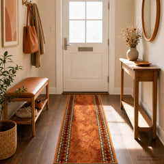 Runner Rug FLORNES Woven 67 x 300 cm PP 7 mm Orange diamonds