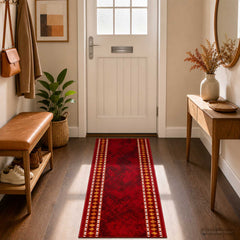 Runner Rug FLORNES Woven Red Diamonds PP 7 mm