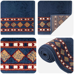 Runner Rug FLORNES Woven Blue Diamonds PP 7 mm, image 3