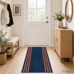 Runner Rug FLORNES Woven 67 x 250 cm PP 7 mm Blue diamonds
