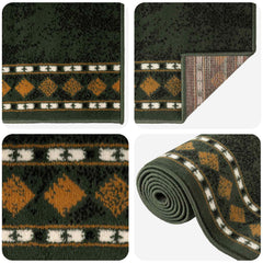 Runner Rug FLORNES Woven 67 x 200 cm PP 7 mm Width 67 cm Length 200 cm Green diamonds