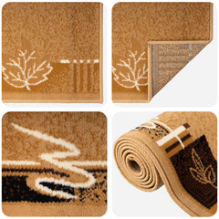 Runner Rug FLORNES Woven 67 x 200 cm PP 7 mm Width 67 cm Length 200 cm Ochre leaves