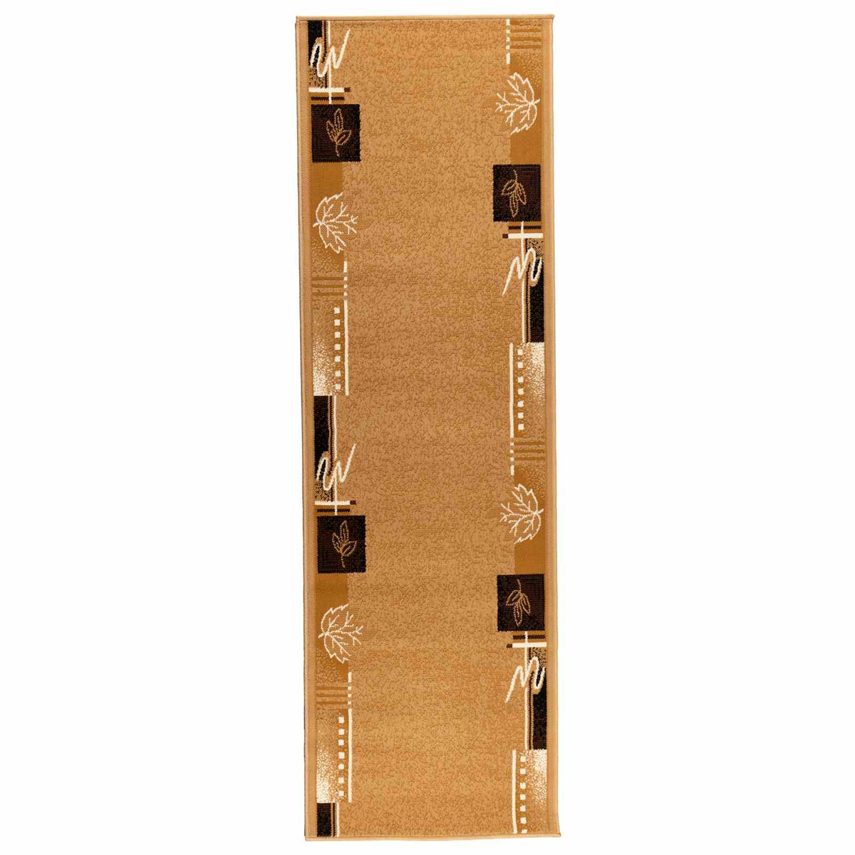 vidaXL Runner Rug FLORNES Woven Ochre Leaves 67 x 200 cm PP 7 mm 2