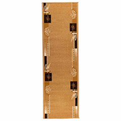 vidaXL Runner Rug FLORNES Woven Ochre Leaves 67 x 200 cm PP 7 mm 2