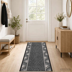 Runner Rug FLORNES Woven Grey Zigzag PP 7 mm