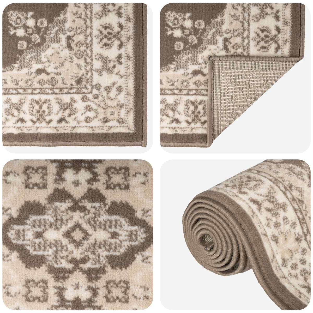 Runner Rug FLORNES Woven Taupe Pattern PP 7 mm, image 3