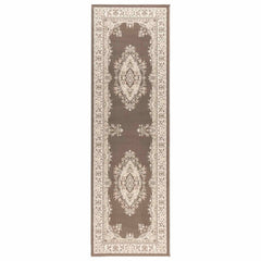 Runner Rug FLORNES Woven Taupe Pattern PP 7 mm, image 2