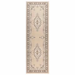 Runner Rug FLORNES Woven 67 x 200 cm PP 7 mm Width 67 cm Length 200 cm Ecru pattern