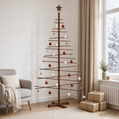 Wooden Christmas Tree KOTKA Bamboo and Solid Pine Wood Dark brown 180 cm