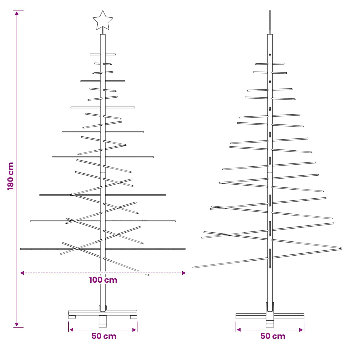 vidaXL Wooden Christmas Tree KOTKA 180 cm Bamboo and Solid Pine Wood 6