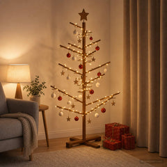 vidaXL Wooden Christmas Tree 125 cm Bamboo and Solid Pine Wood 3