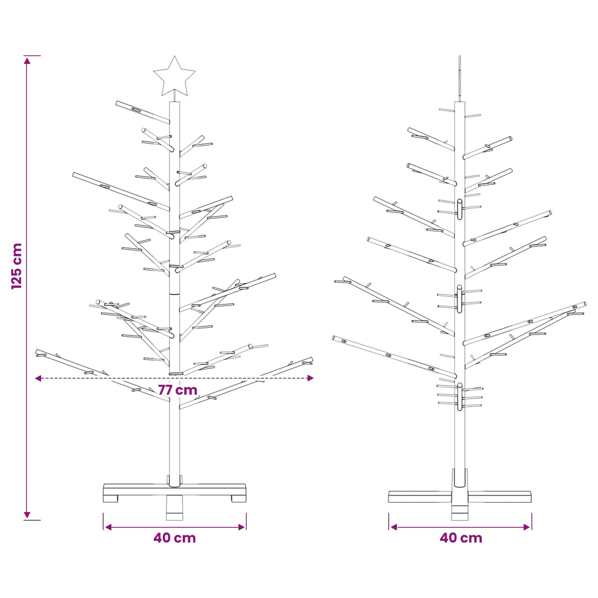 vidaXL Wooden Christmas Tree 125 cm Bamboo and Solid Pine Wood 6