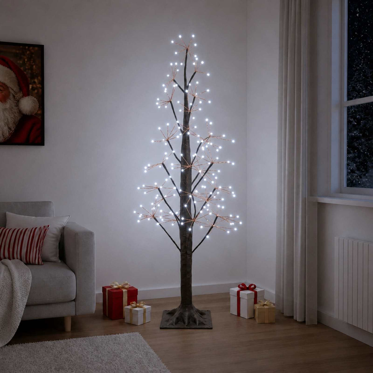 Starburst Christmas Tree White 17 x 17 x Plastic Brown (cold white)