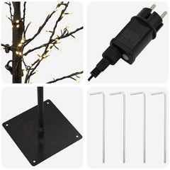 vidaXL Micro Birch Christmas Tree Black 18 x 18 x 120 cm Steel 5
