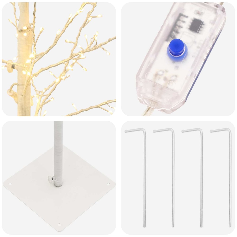 vidaXL Micro Birch Christmas Tree White 18 x 18 x 120 cm Steel 5