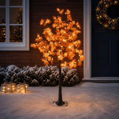 vidaXL LED Maple Christmas Tree Brown 150 cm Plastic 96 LEDs 1