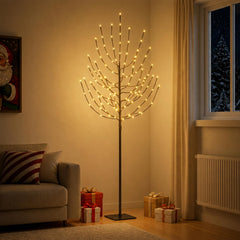 LED Christmas Tree Black Steel 100 LEDs 180 cm Warm white