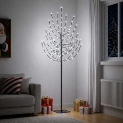 LED Christmas Tree Black Steel 100 LEDs 180 cm Cold white