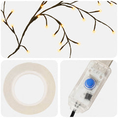 vidaXL LED Willow Vine Christmas Decoration 2 pcs Black 270 cm Steel 6