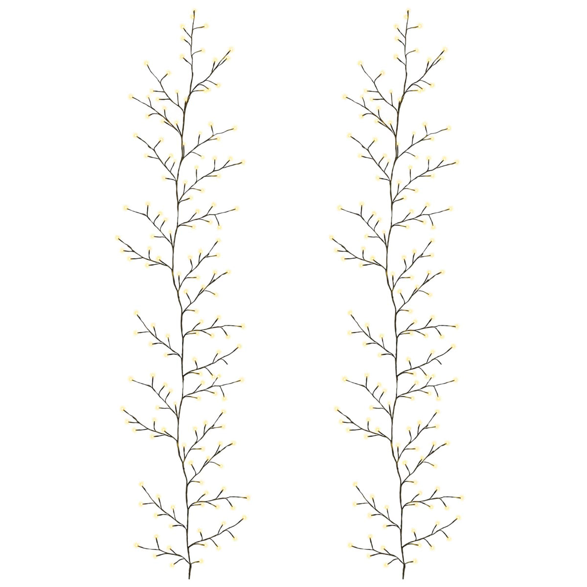vidaXL LED Willow Vine Christmas Decoration 2 pcs Black 270 cm Steel 2