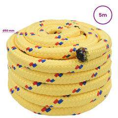 vidaXL Multipurpose Utility Rope 50 mm 5 m Yellow PP 15000 kg Max Load 5