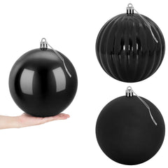 vidaXL Christmas Ball Set XXL 3 pcs Black Dia. 25 cm Plastic 2