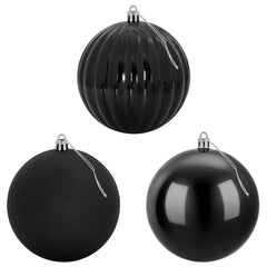 vidaXL Christmas Ball Set XXL 3 pcs Black Dia. 25 cm Plastic 3