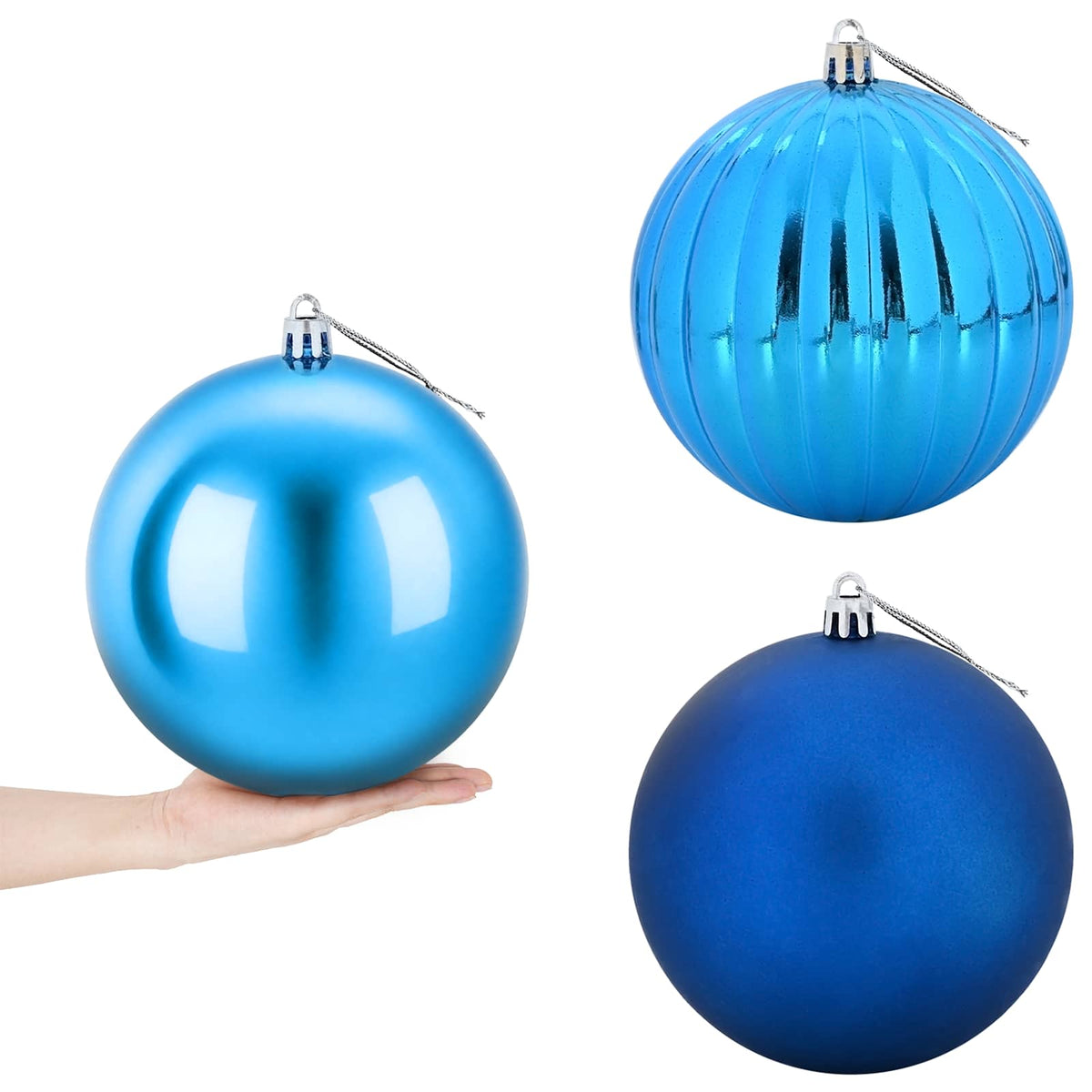 vidaXL Christmas Ball Set XXL 3 pcs Blue Dia. 25 cm Plastic 2