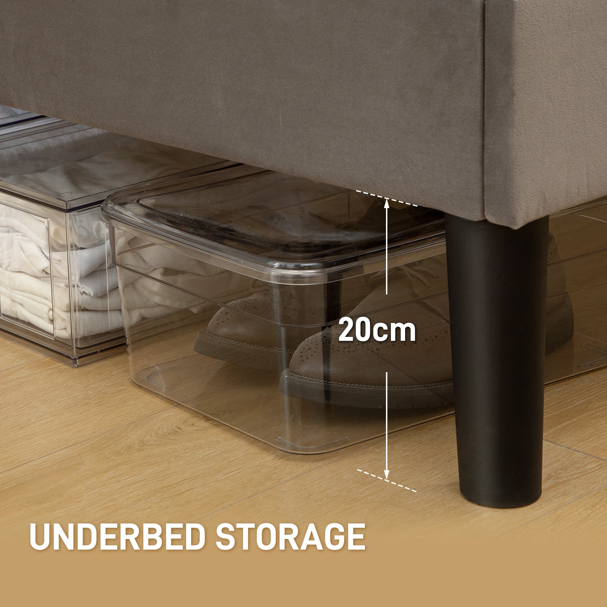 HOMCOM King Size Bed Frame, with Velvet-Feel Headboard - Grey