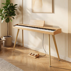 88-Key Digital Piano with 3 Pedals and 800 Tones and USB MIDI for Beginners-Natural