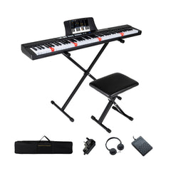 88-Key Electric Piano Keyboard Digital Piano with Adjustable Stand and Stool-Black