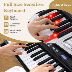 88-Key Electric Piano Keyboard Digital Piano with Adjustable Stand and Stool-Black