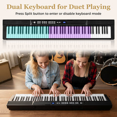 88-Key Electric Piano Keyboard Digital Piano with Adjustable Stand and Stool-Black