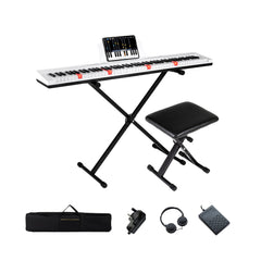 88-Key Electric Piano Keyboard Digital Piano with Adjustable Stand and Stool-White