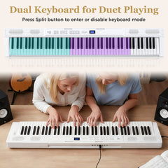 88-Key Electric Piano Keyboard Digital Piano with Adjustable Stand and Stool-White