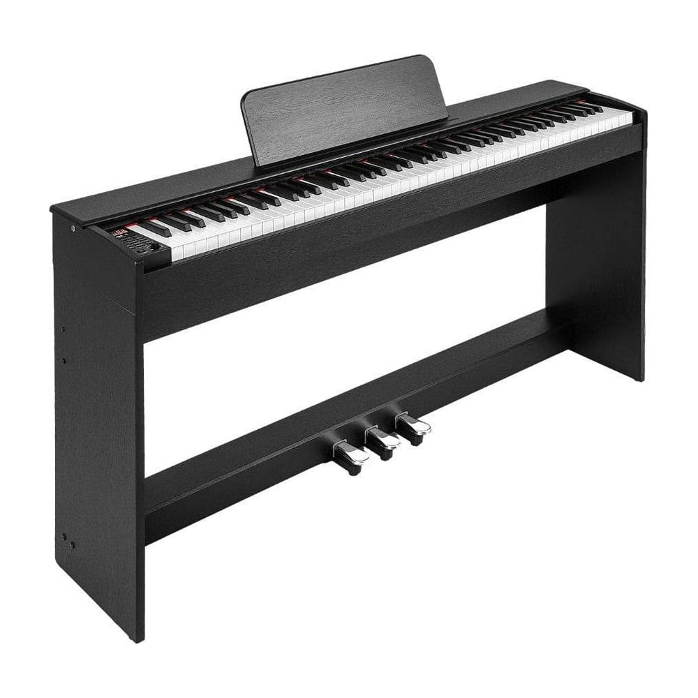 88-Key Hammer Action Weighted Keyboard Upright Digital Piano in black with three pedals