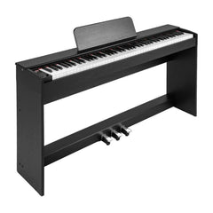 88-Key Hammer Action Weighted Keyboard Upright Digital Piano in black with three pedals