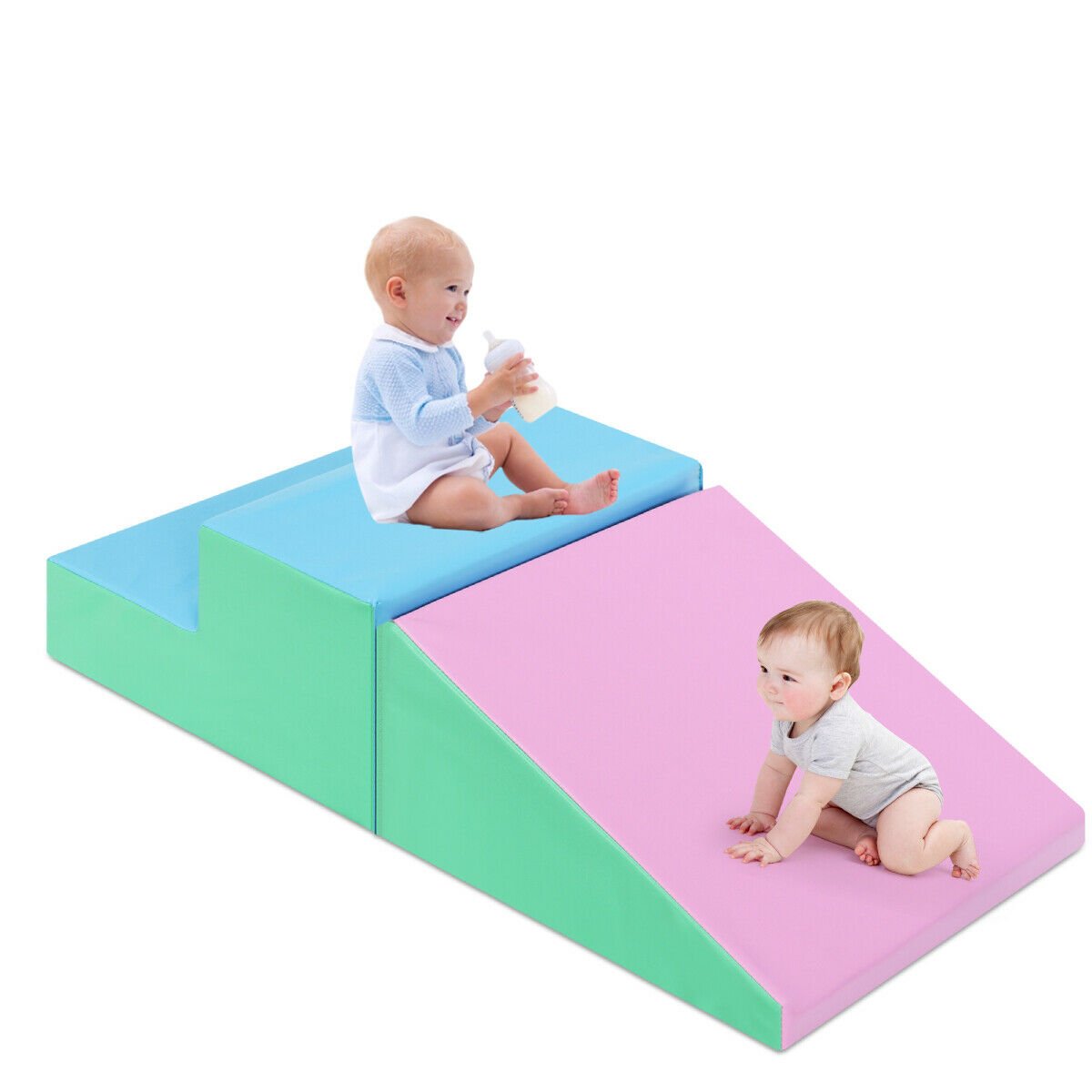 Toddler Climb and Crawl Foam Play Set-Pink &amp; Green