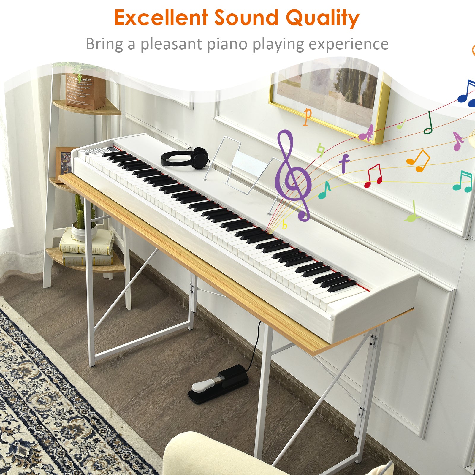 Full Size Weighted 88-Key Digital Piano for Beginner-White