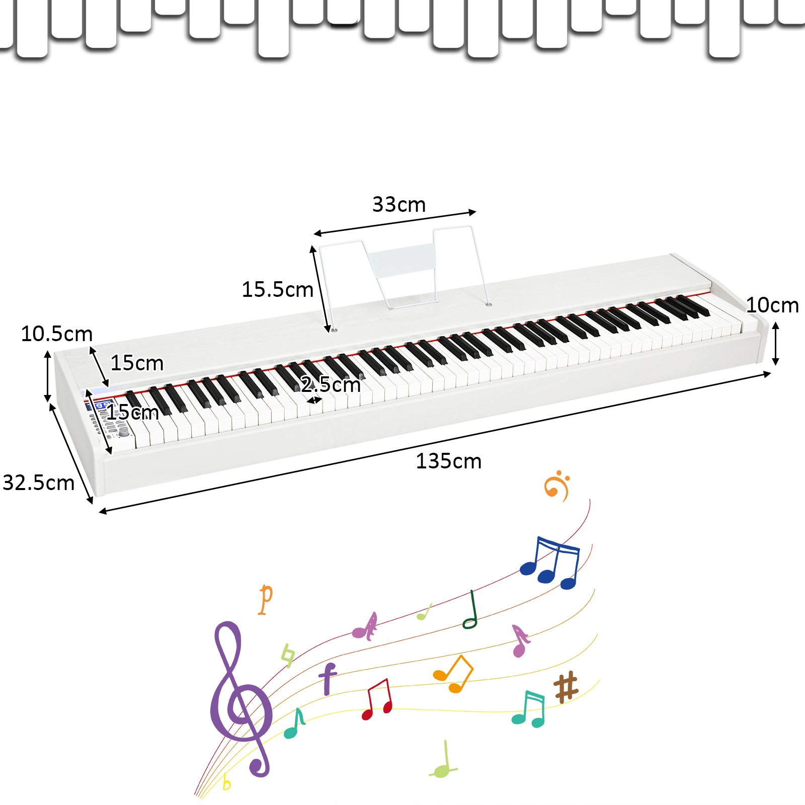 Full Size Weighted 88-Key Digital Piano for Beginner-White