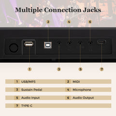 88 Key Foldable Piano Keyboard with MIDI Wireless Connection and Microphone-Black