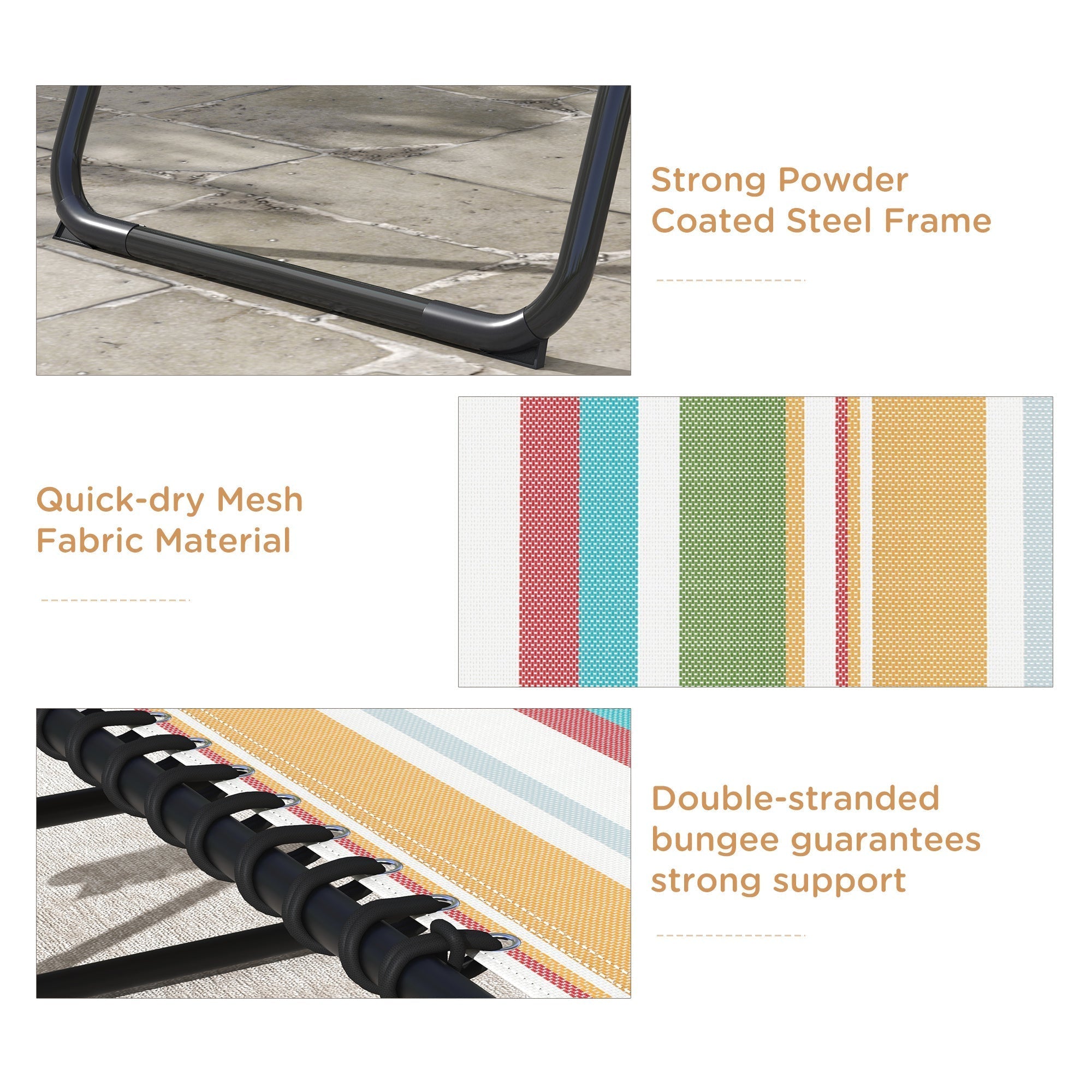 Outsunny Set of Two Folding Sun Loungers, with Four-Position Backs - Multicoloured